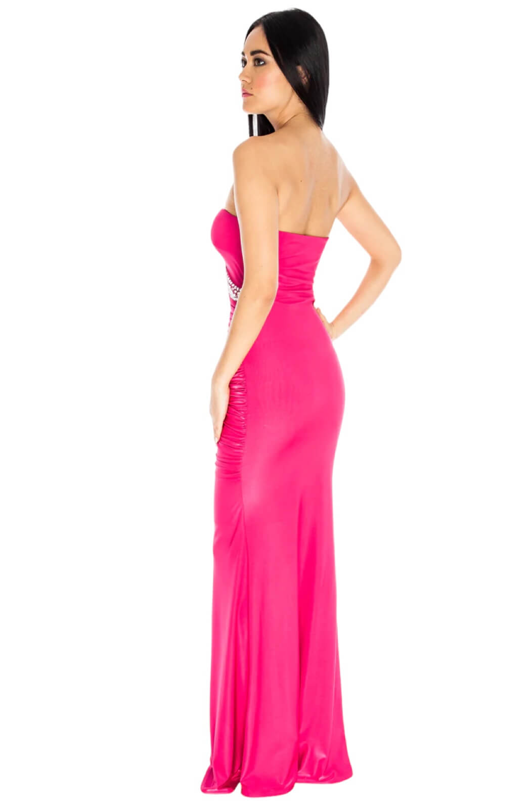 Maxi vestido strapless cereza