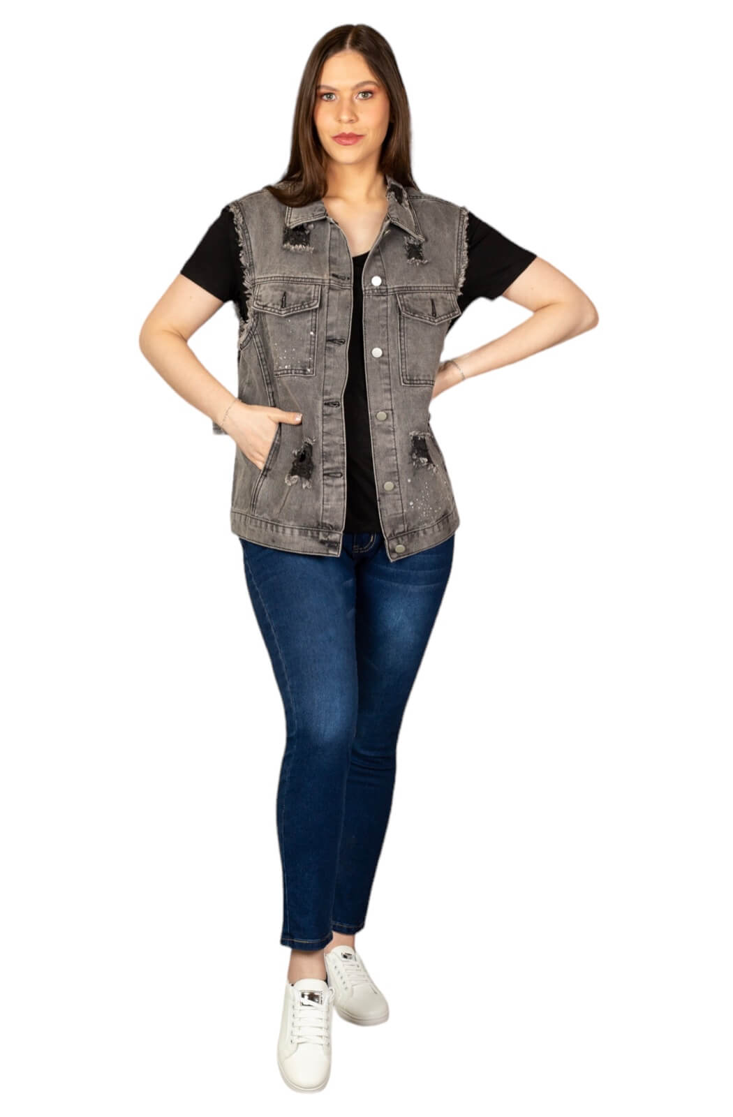 Chaqueta denim gris