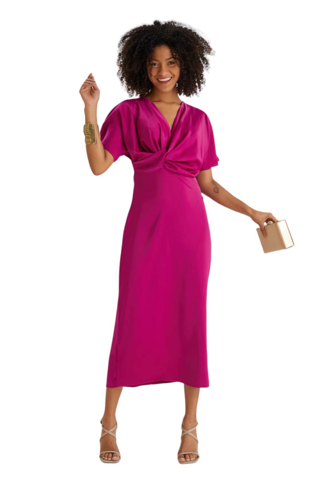 Vestido midi magenta