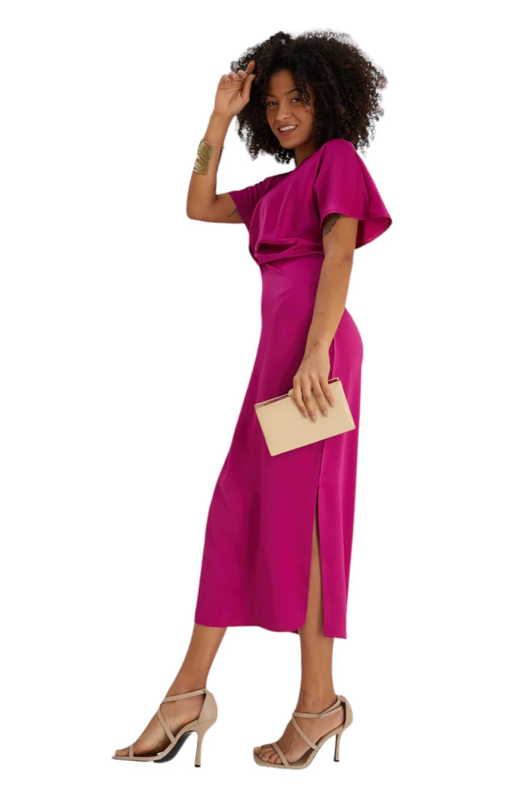 Vestido midi magenta