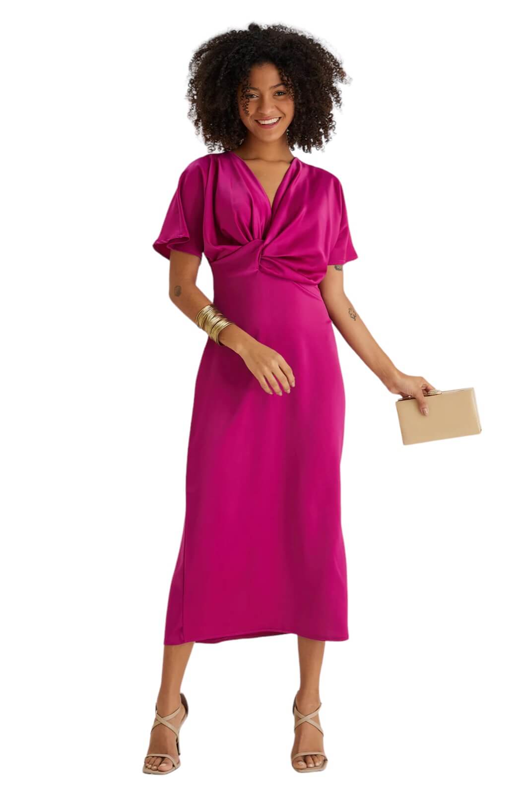 Vestido midi magenta