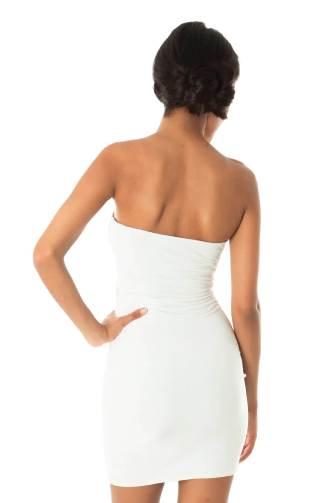 Mini vestido strapless blanco