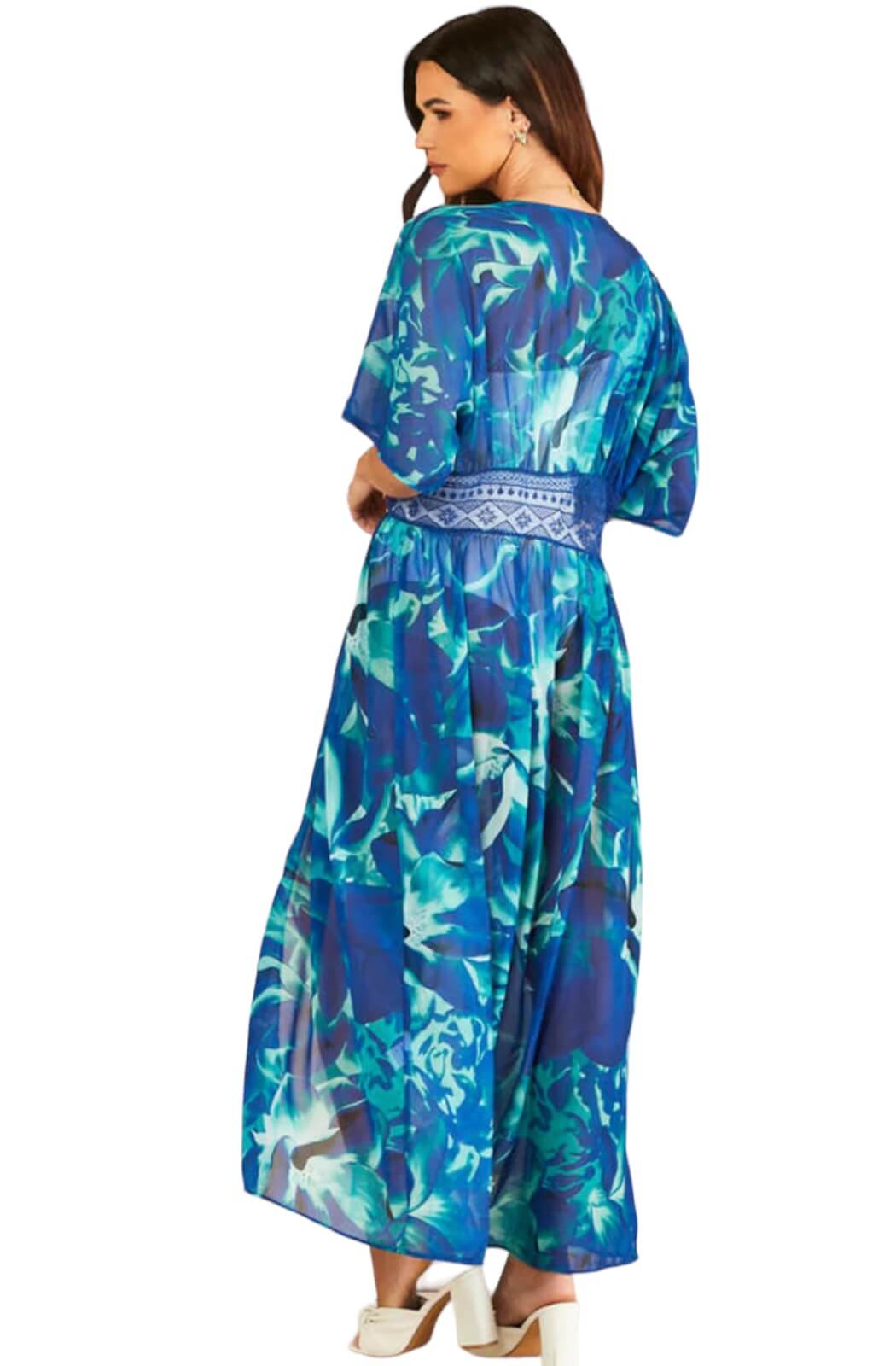 Kimono playero azul verdoso