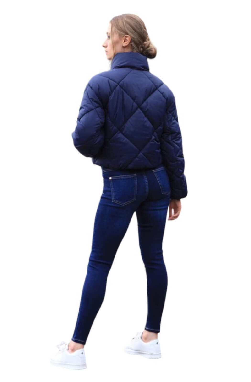 Parka corta acolchada azul