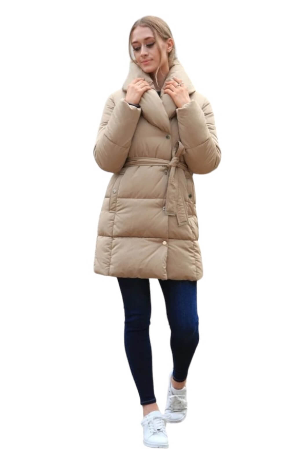 Parka larga beige