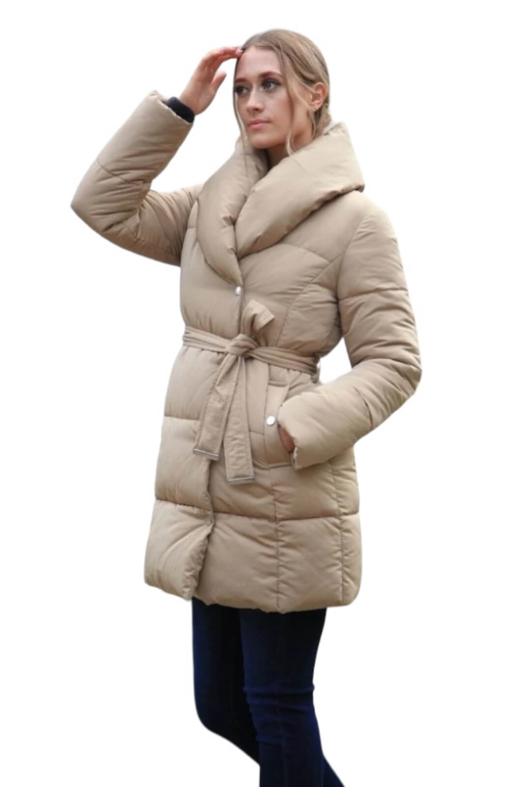 Parka larga beige