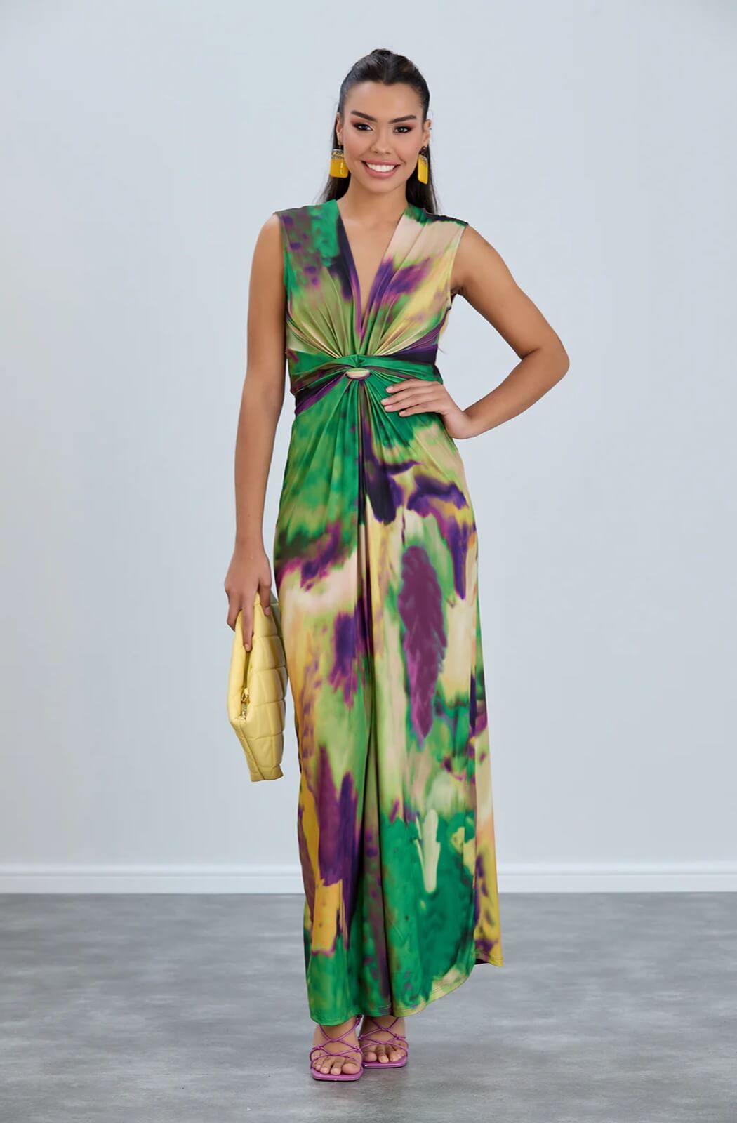 Vestido maxi batik verde