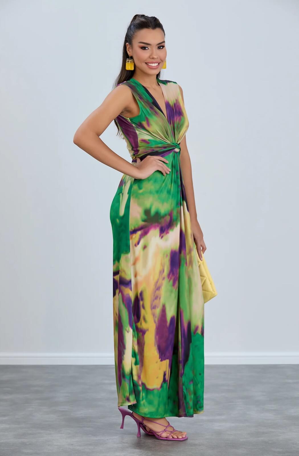 Vestido maxi batik verde