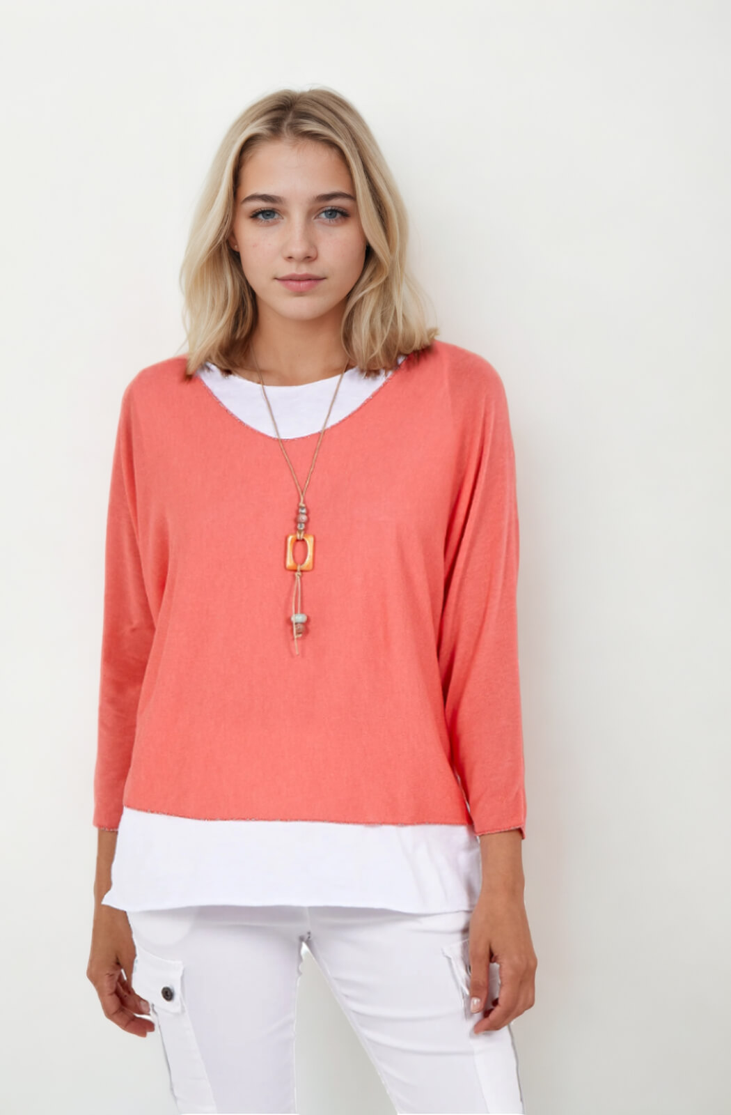 Top algodón manga coral